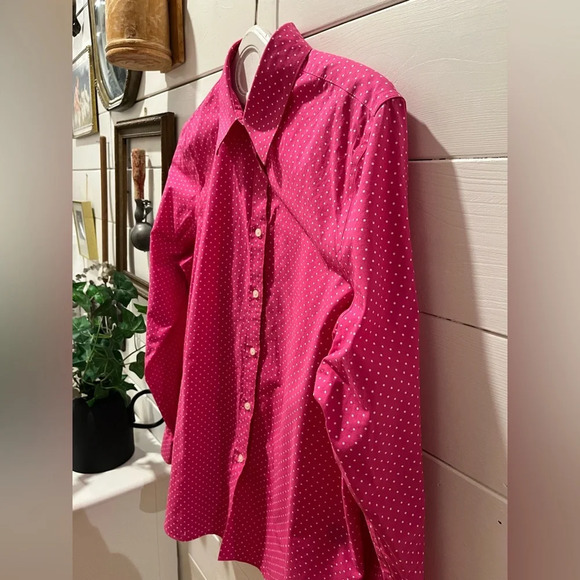 LAUREN RALPH LAUREN  pink & white polka dots button down shirt size XL - Picture 7 of 8